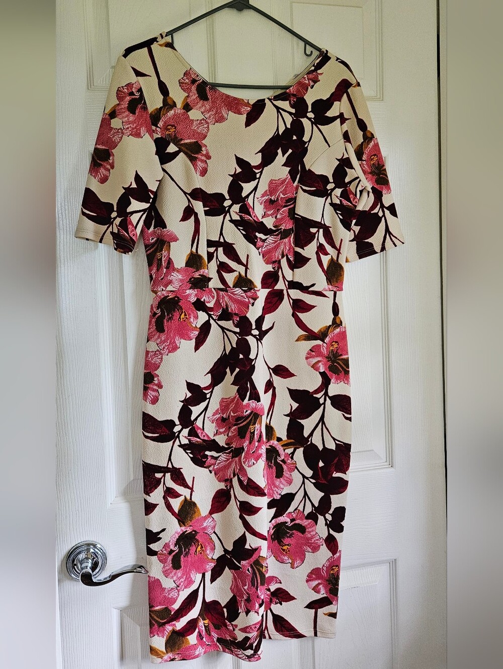 Floral Pink and Cream Fitted Dress